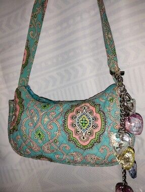 Vera Bradley Maggie Quilted Shoulder Bag 100% Cotton Vintage Y2K Viral Bag Teal